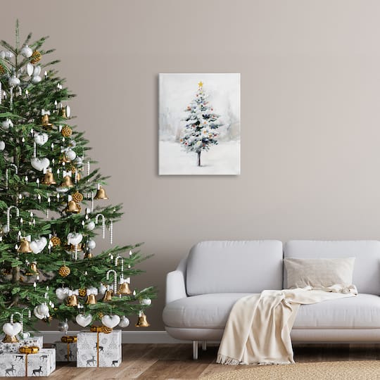 Stupell Industries Snowy Christmas Tree Landscape Canvas Wall Art